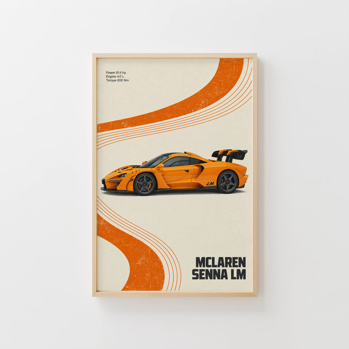 Vintage McLaren Senna LM Print, Supercar Wall Art