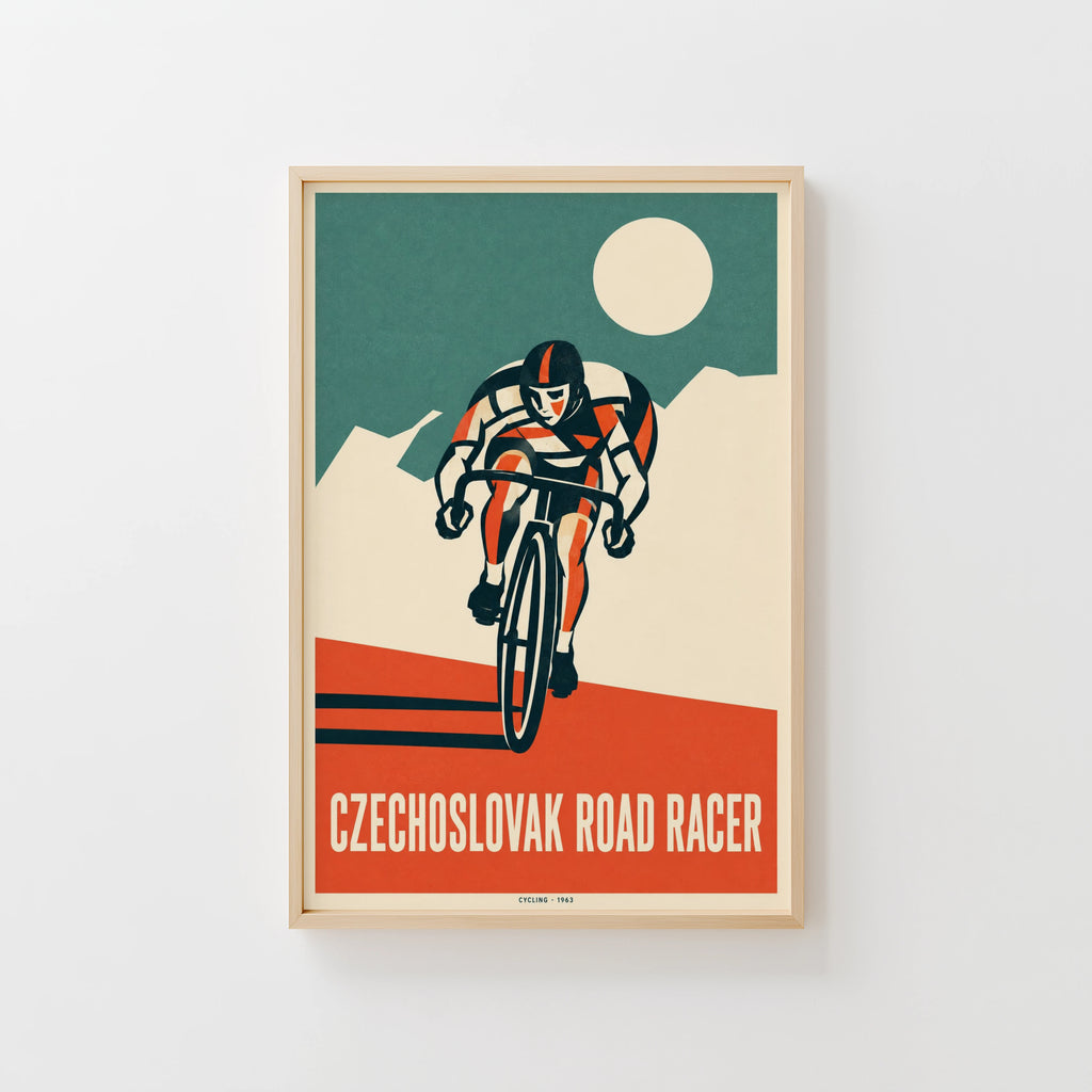 Vintage Cycling Poster, Road Racer Print, Wall Art