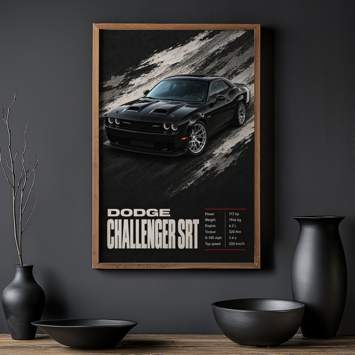 Vintage Dodge Challenger SRT Print, Muscle Car Art