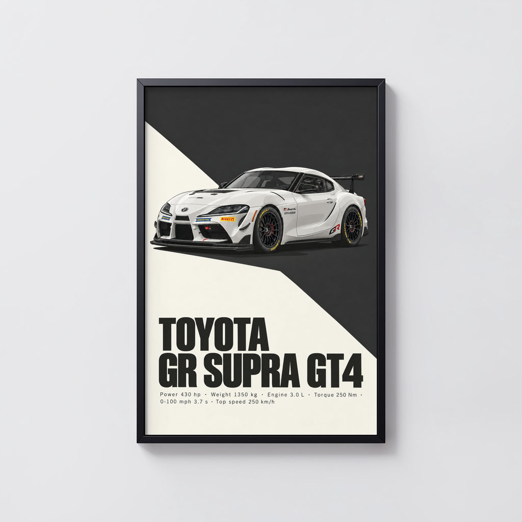 Vintage Toyota Supra GT4 Print, Car Wall Art