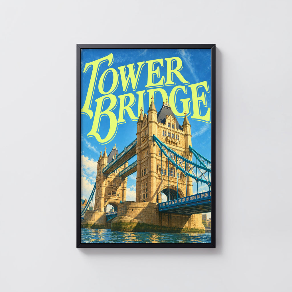 Vintage Tower Bridge London Poster, England Wall Art Print