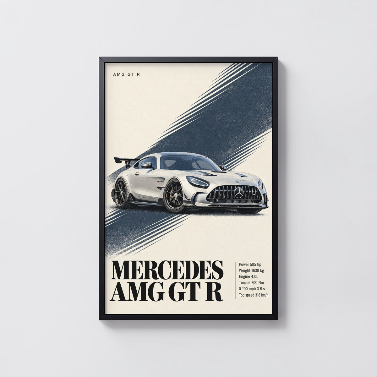 Vintage Mercedes AMG GT R Print, Car Wall Art