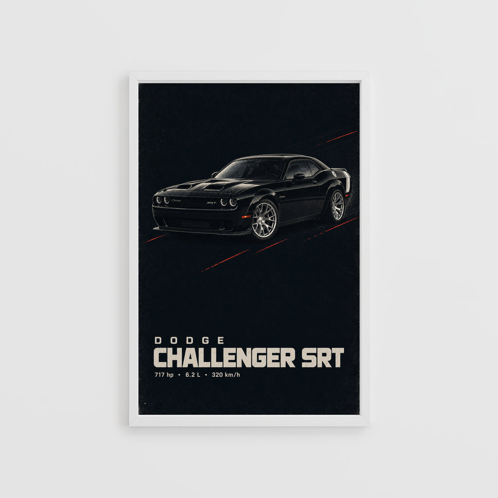 Vintage Dodge Challenger SRT Print, Muscle Car Art