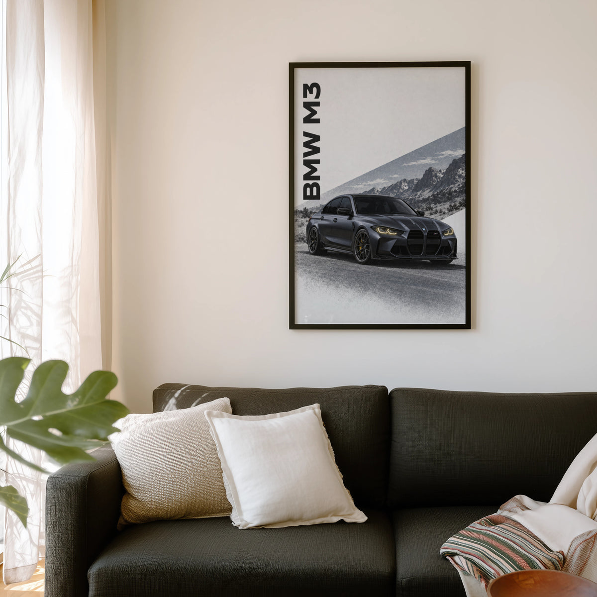 Vintage BMW M3 Print, Car Wall Art, Mountain