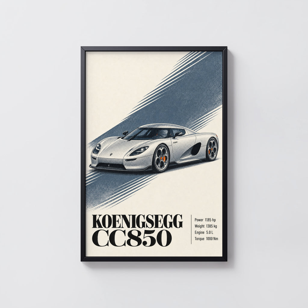 Vintage Koenigsegg CC850 Print, Hypercar Wall Art