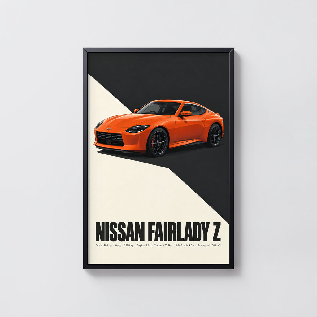 Vintage Nissan Fairlady Z Print, Orange Sports Car