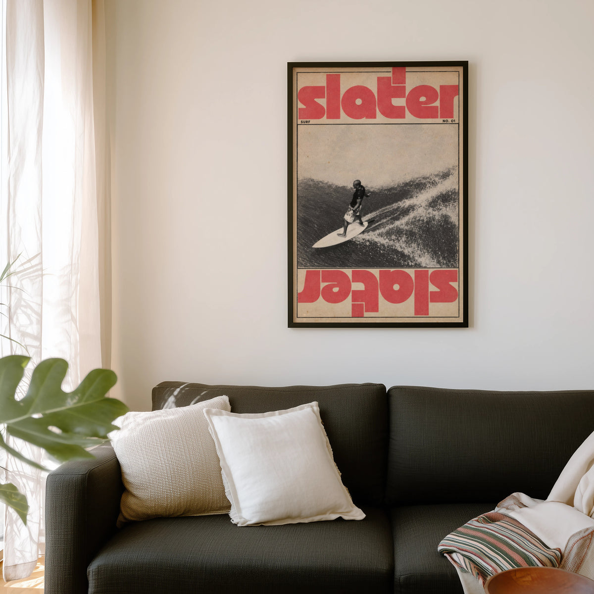 Vintage Slater Surf Print, Surfing Poster, Retro Wall Art