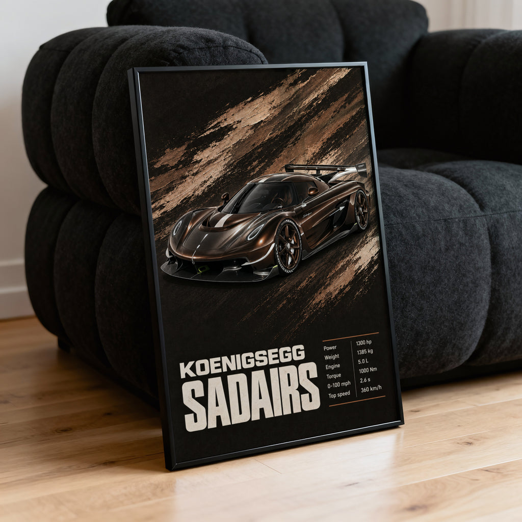Vintage Koenigsegg Sadairs Print, Hypercar Wall Art