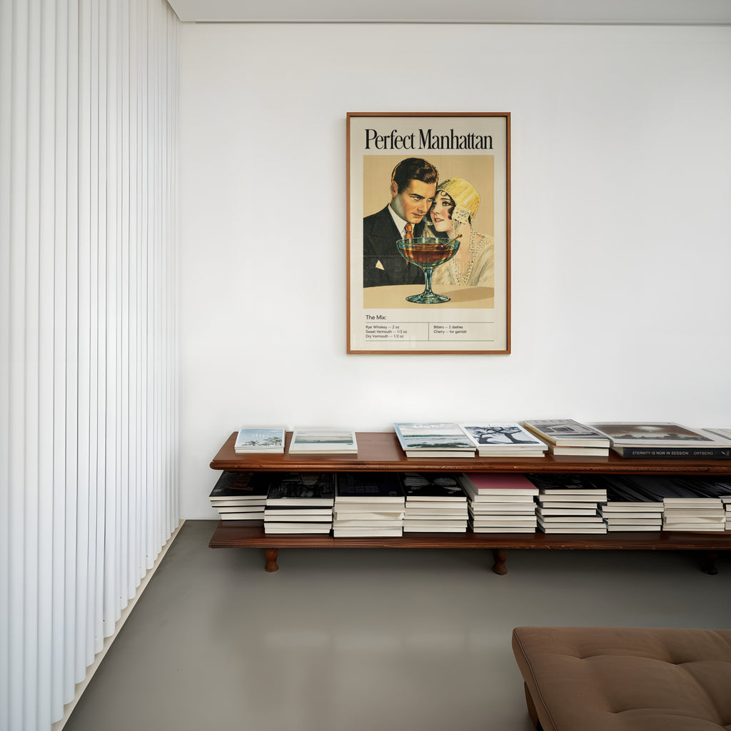 Vintage Manhattan Cocktail Print Poster, Bar Wall Art