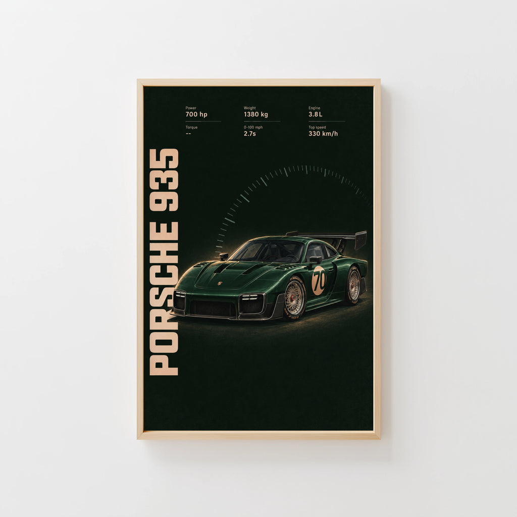 Vintage Porsche 935 Print, Racing Car Wall Art