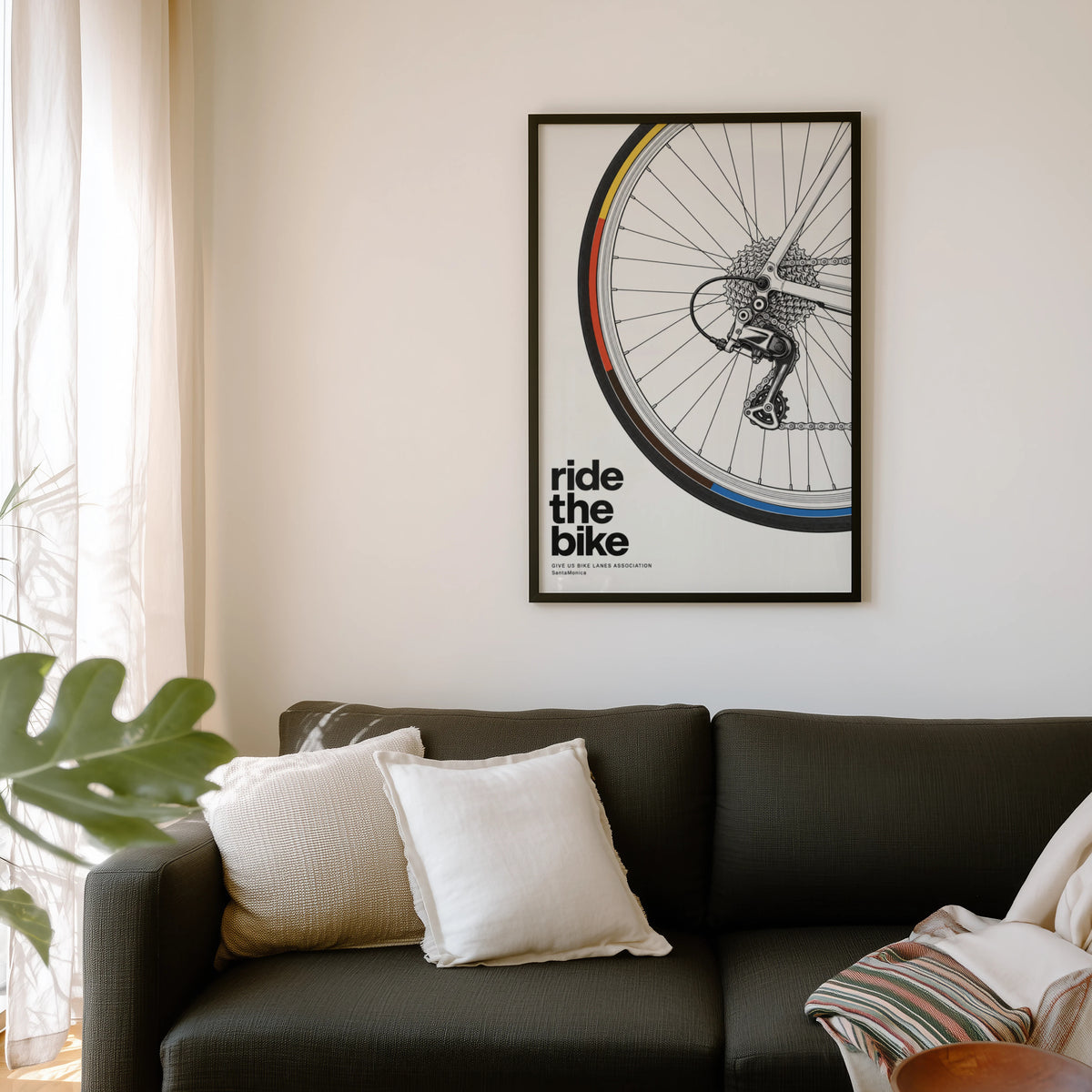Vintage Cycling Poster, Bike Wheel Wall Art, Bicycle Print