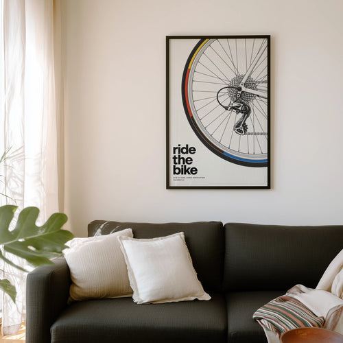 Vintage Cycling Poster, Bike Wheel Wall Art, Bicycle Print