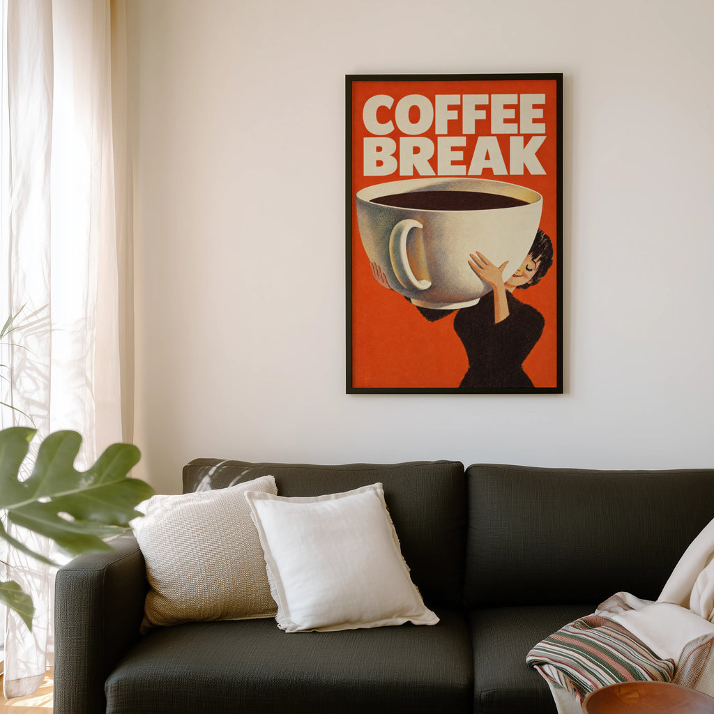 Vintage Coffee Break Print and Poster, Kitchen Wall Art