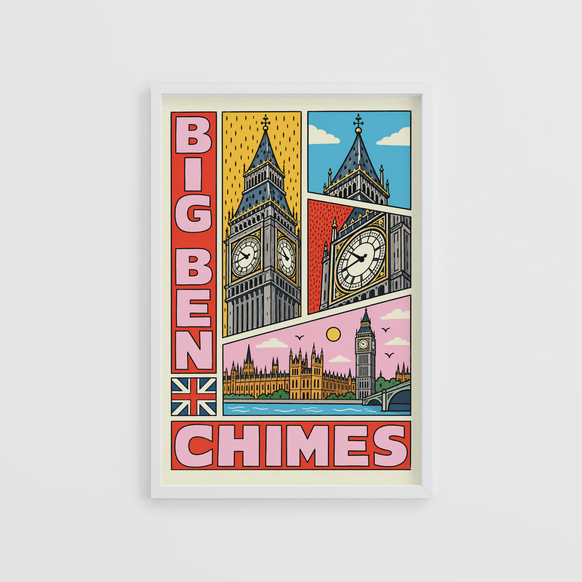 Vintage Big Ben London Poster, Retro Comic Wall Art Print