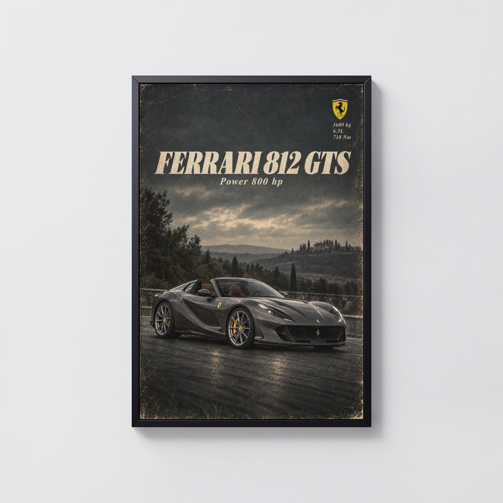 Vintage Ferrari Print, Supercar Wall Art