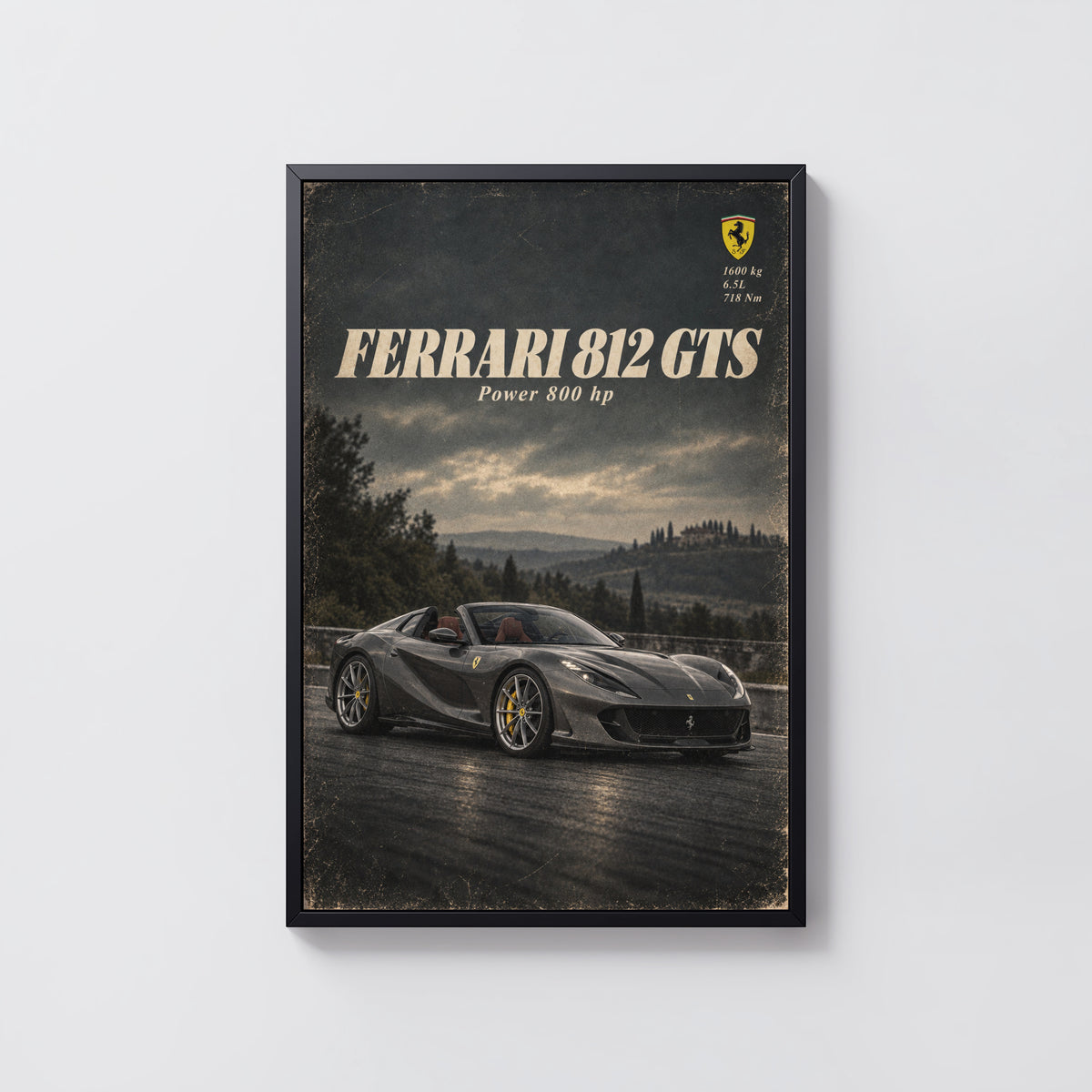 Vintage Ferrari Print, Supercar Wall Art