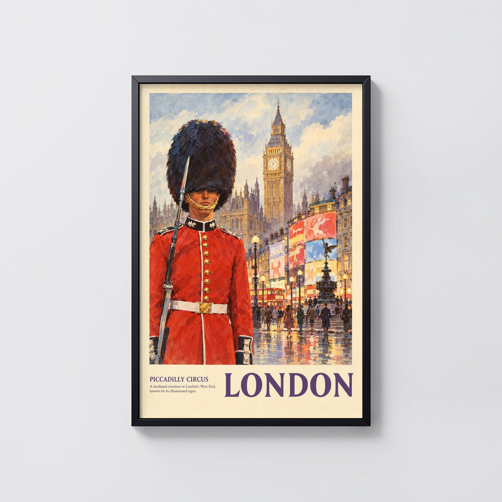 Vintage London Poster, Piccadilly Circus Print, Wall Art
