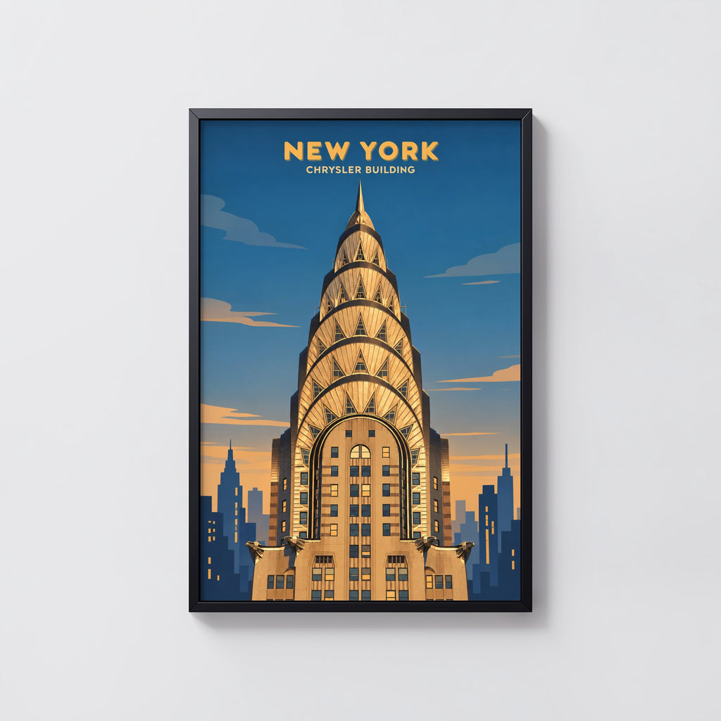 Vintage Chrysler Building Poster, New York Wall Art Print