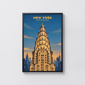 Vintage Chrysler Building Poster, New York Wall Art Print
