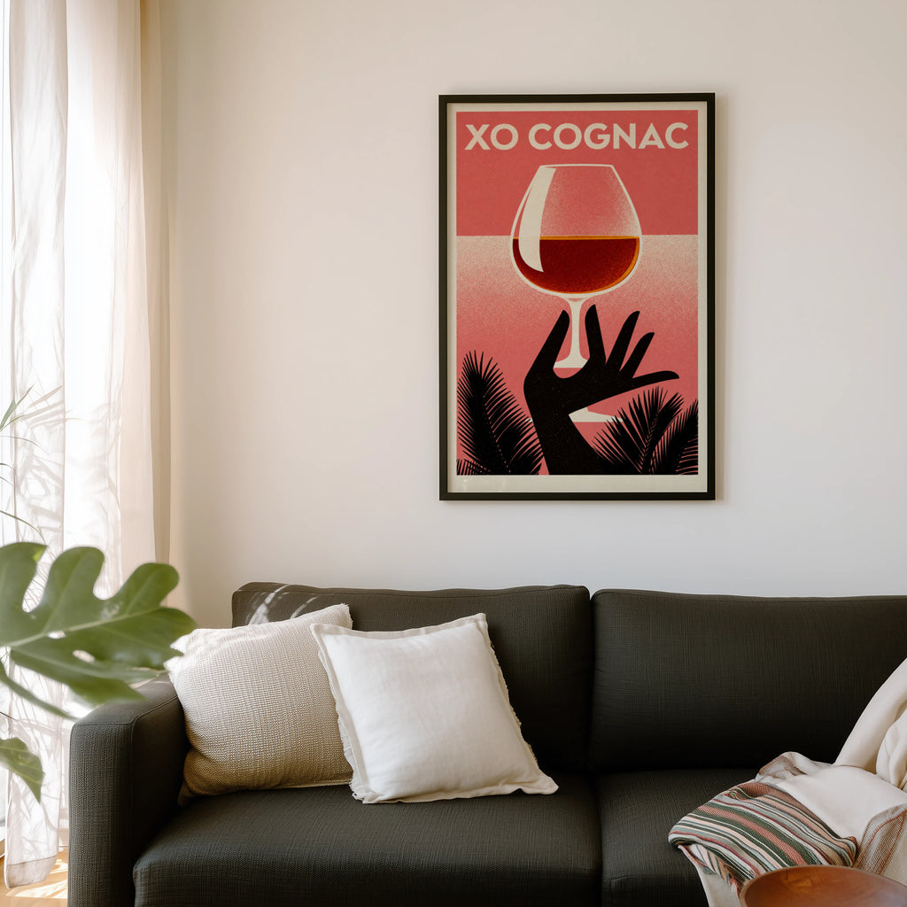 Vintage XO Cognac Print Poster, Retro Bar Wall Art