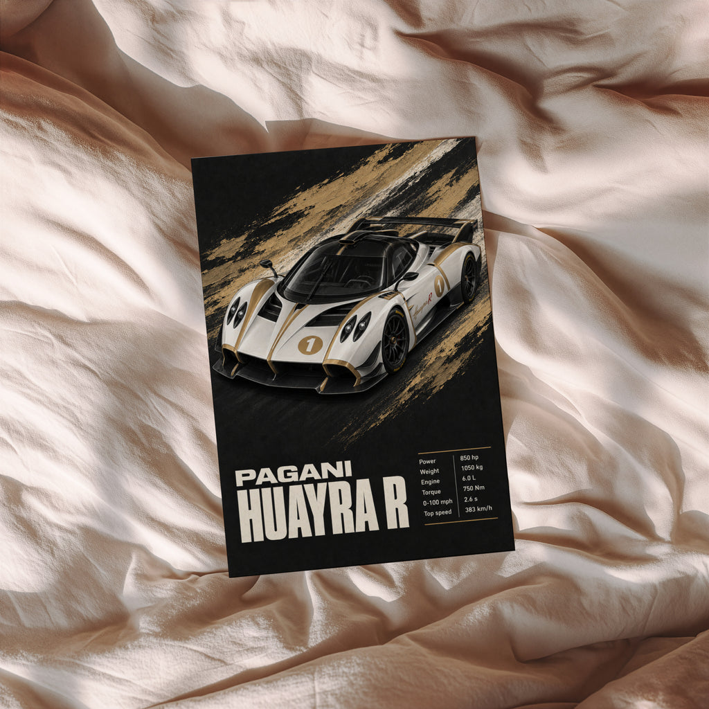 Vintage Pagani Huayra R Print, Supercar Wall Art