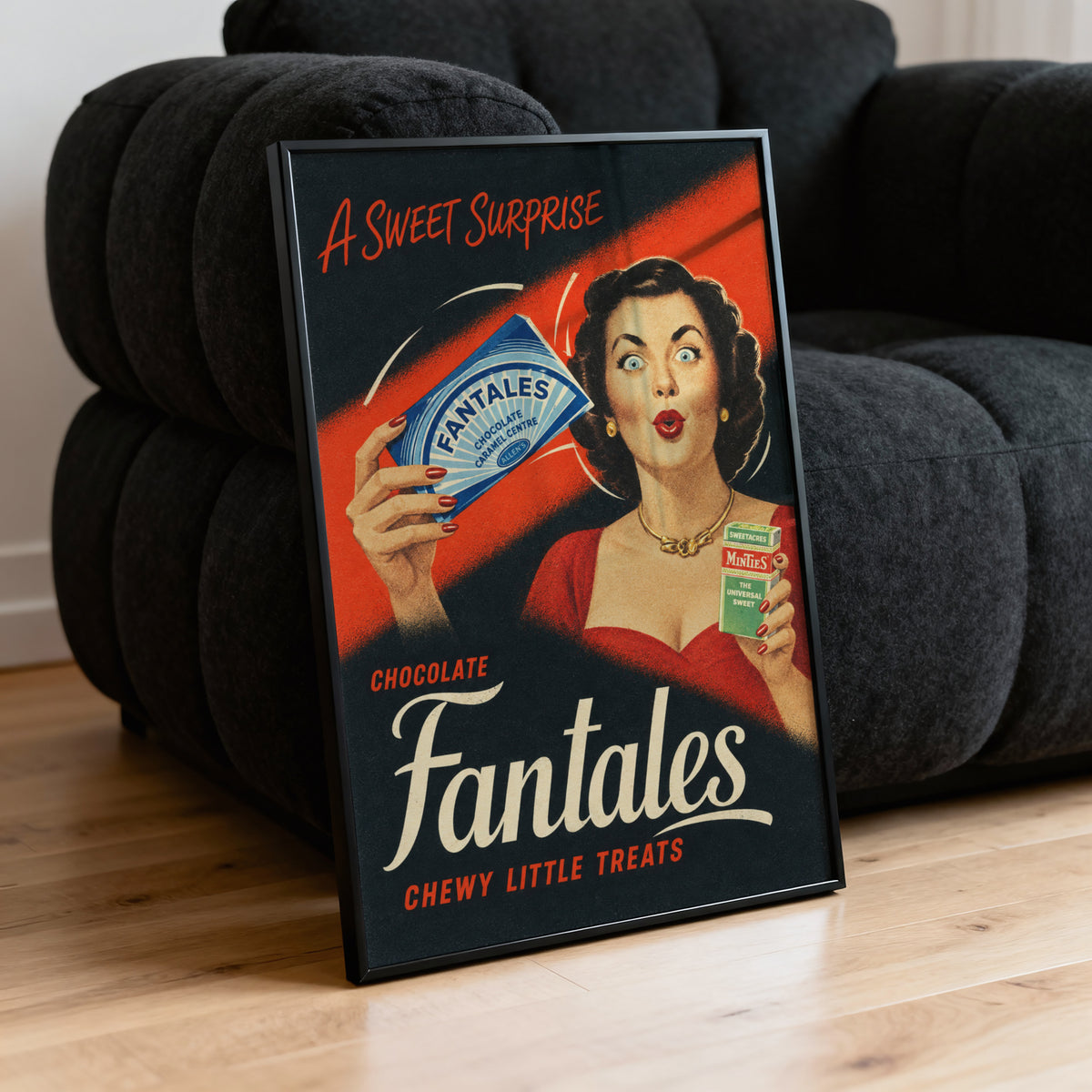 Vintage Fantales Sweets Poster, Retro Kitchen Wall Art Print