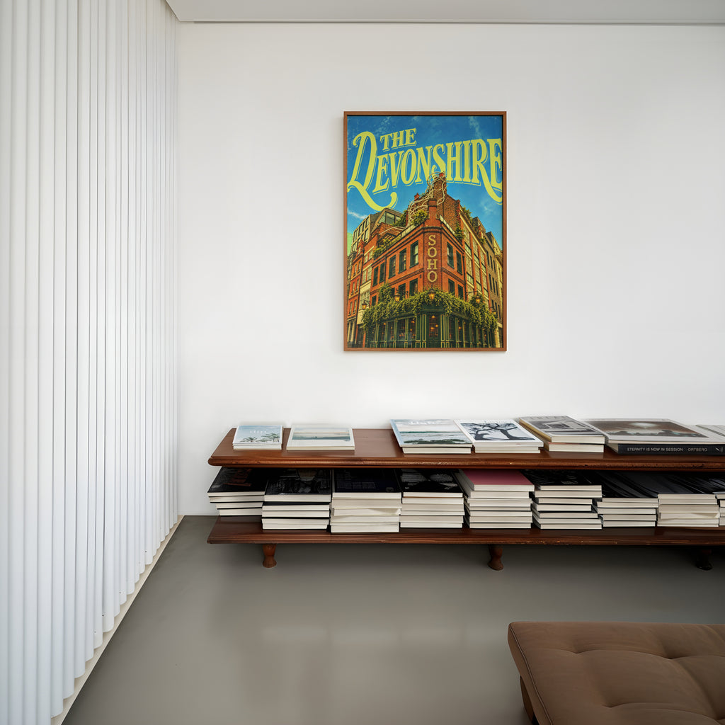 Vintage Soho London Poster, Devonshire Pub Wall Art Print