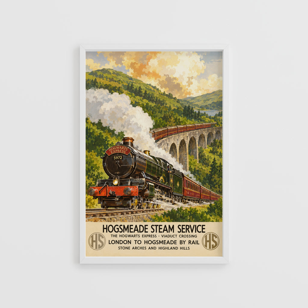 Vintage Steam Train Print Poster, Railway Wall Art
