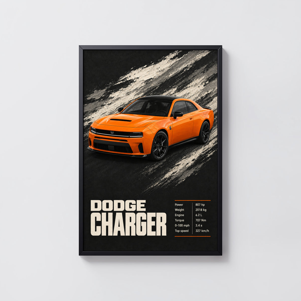 Vintage Dodge Charger Print, Muscle Car Wall Art