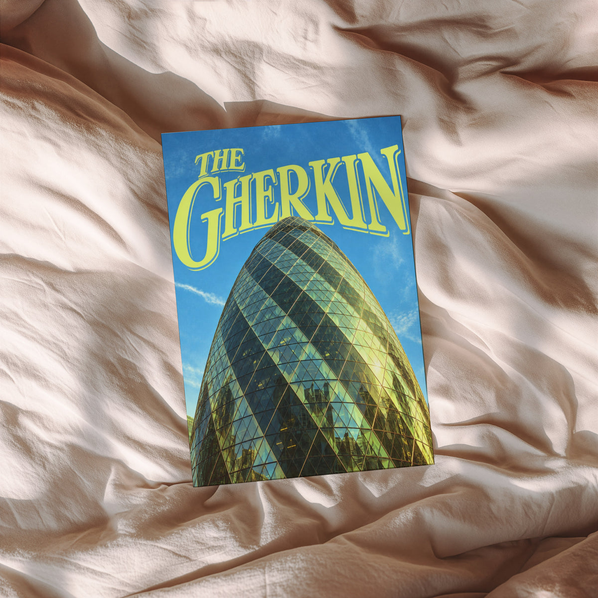 Vintage Gherkin London Poster, Skyscraper Wall Art, Print