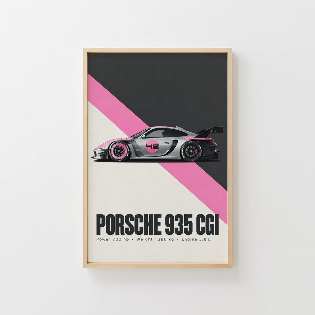 Vintage Porsche 935 Print, Racing Car Wall Art