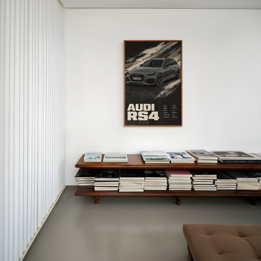 Vintage Audi RS4 Avant Print, Car Wall Art