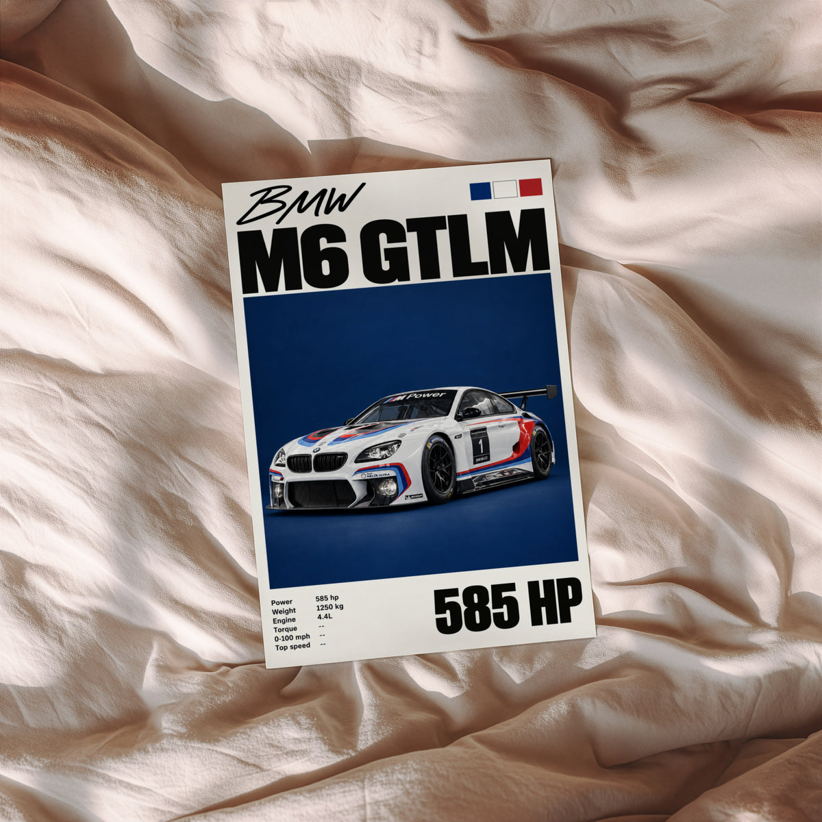 Vintage BMW M6 GTLM Print, Racing Car Wall Art