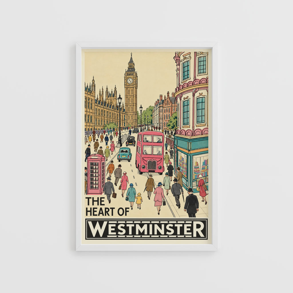 Vintage Westminster London Poster, Big Ben Wall Art, Print
