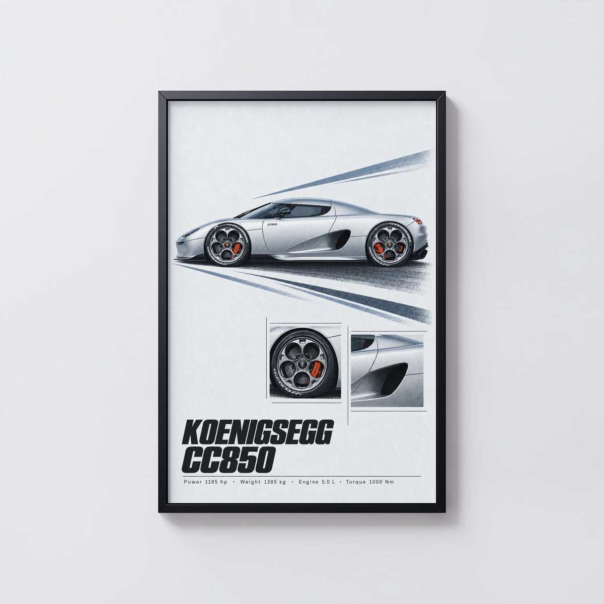 Vintage Koenigsegg CC850 Print, Supercar Wall Art