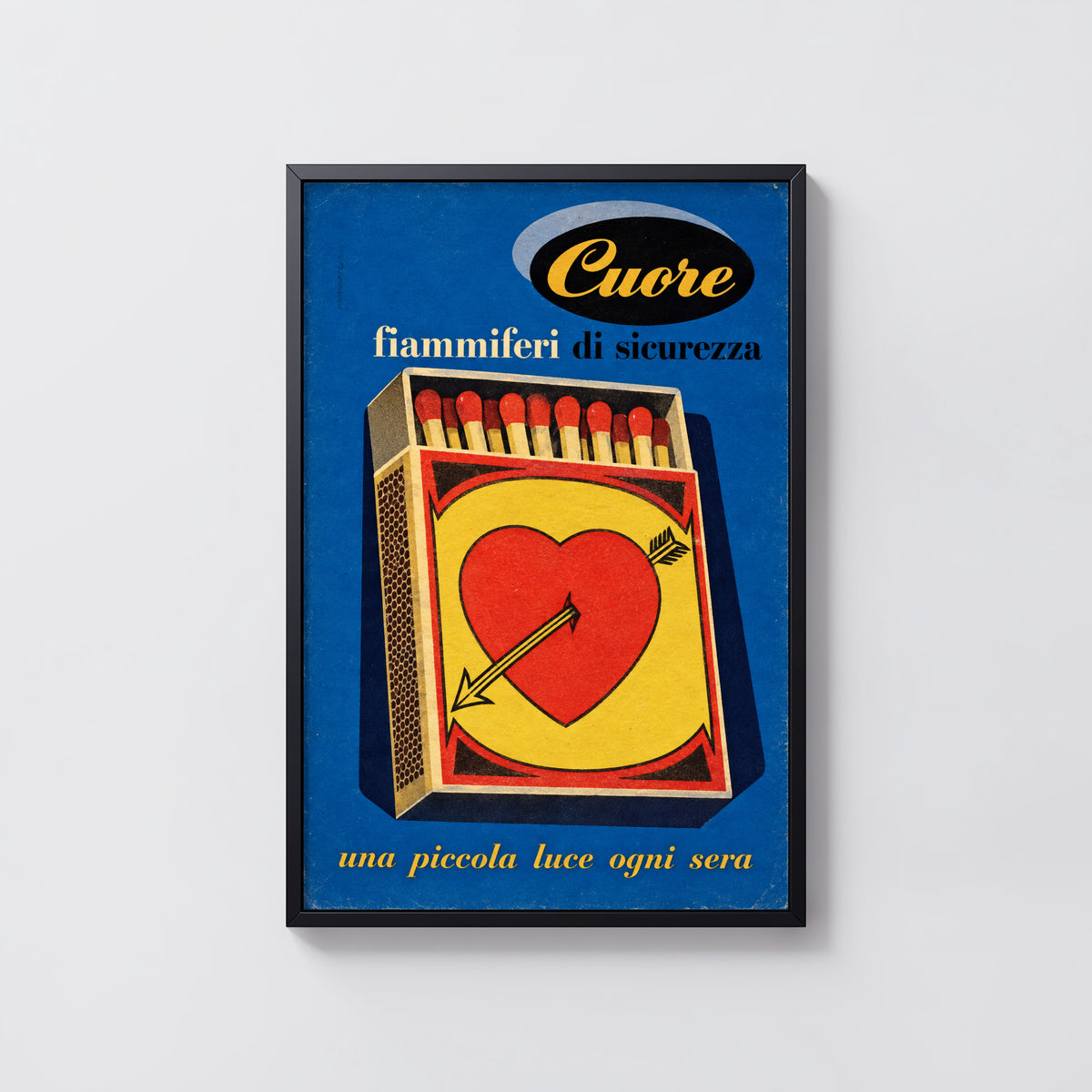 Vintage Matchbox Poster, Italian Heart Wall Art, Retro Print