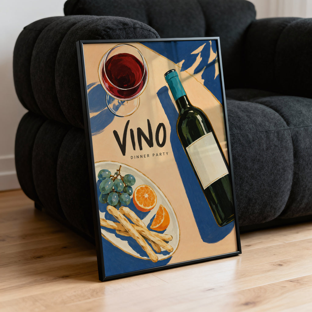 Vintage Wine Print Poster, Kitchen Wall Art, Vino