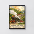 Vintage Steam Train Print Poster, Railway Wall Art