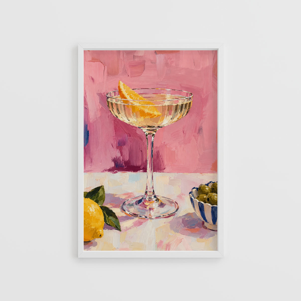 Vintage Cocktail Print Poster, Pink Kitchen Wall Art