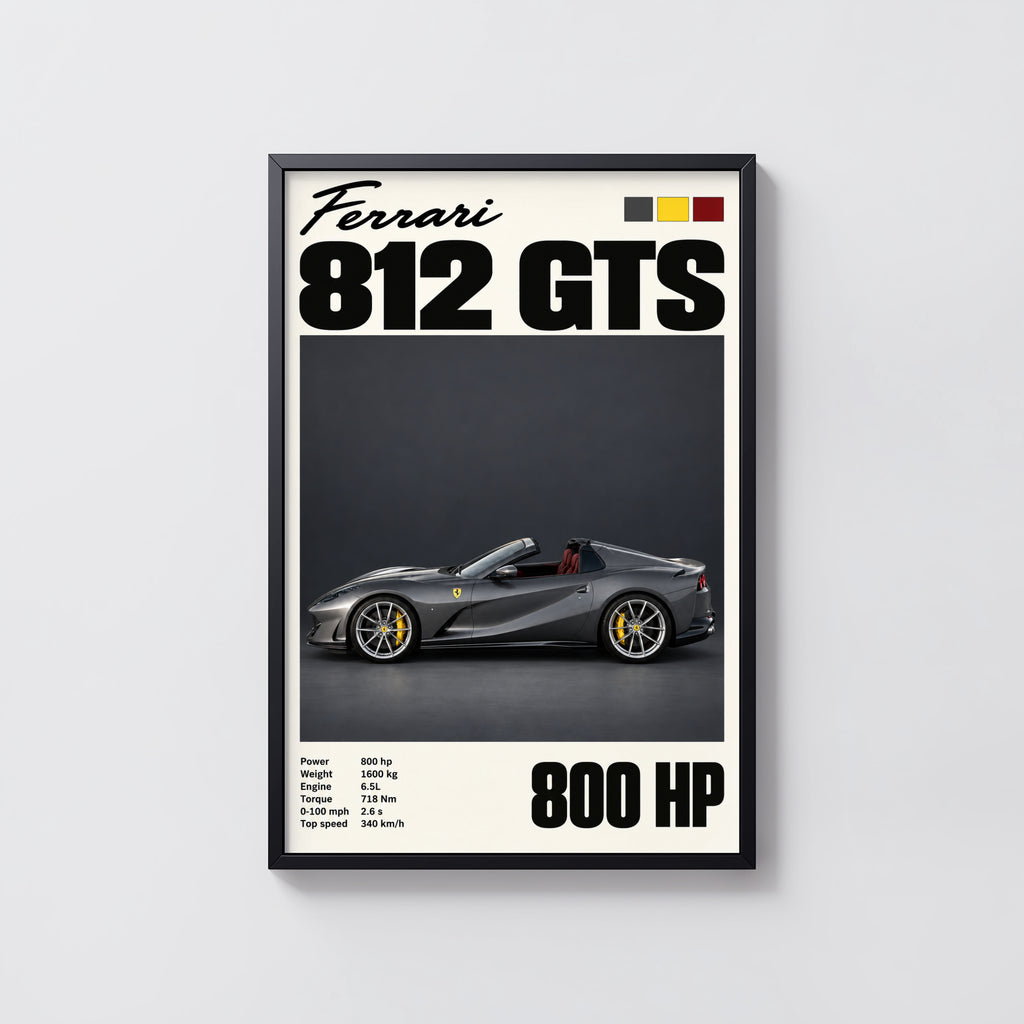 Vintage Ferrari 812 GTS Print, Car Wall Art