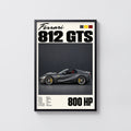 Vintage Ferrari 812 GTS Print, Car Wall Art