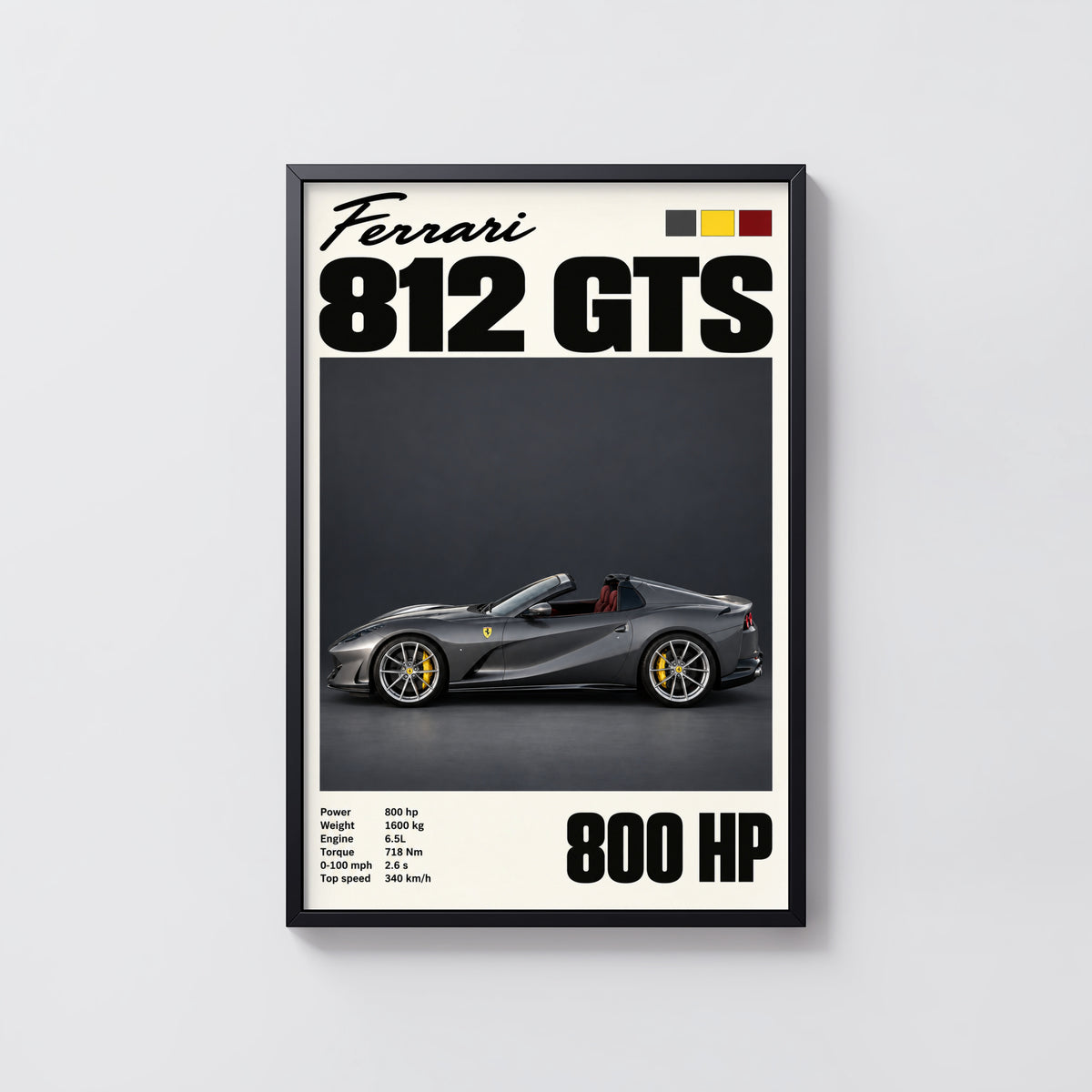 Vintage Ferrari 812 GTS Print, Car Wall Art