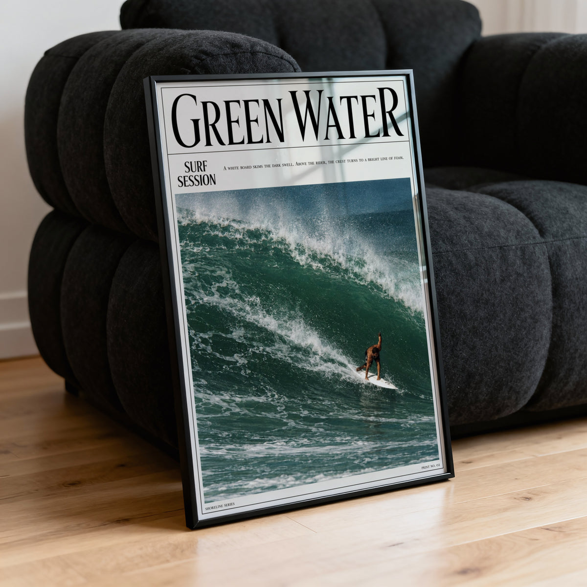 Vintage Green Water Surf Print, Surf Poster, Wave Art