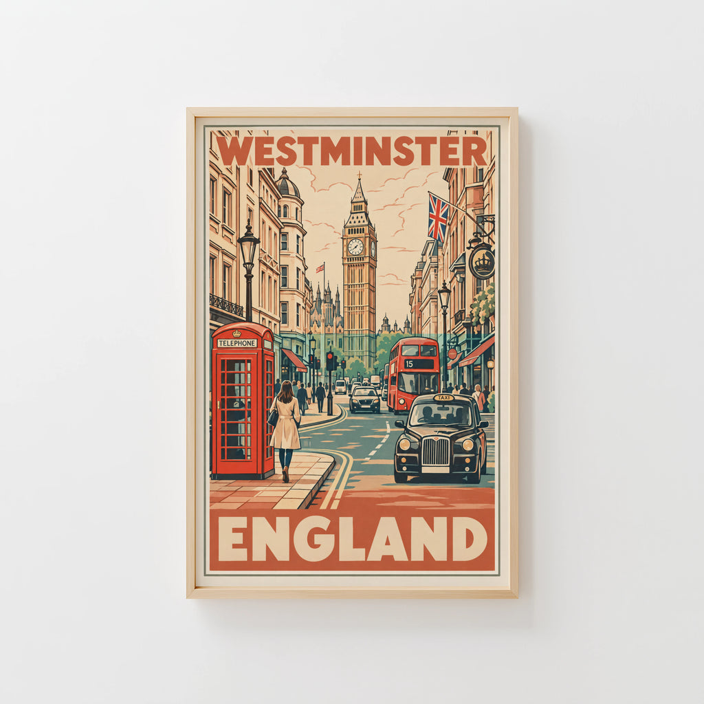 Vintage Westminster London Poster, England Wall Art Print