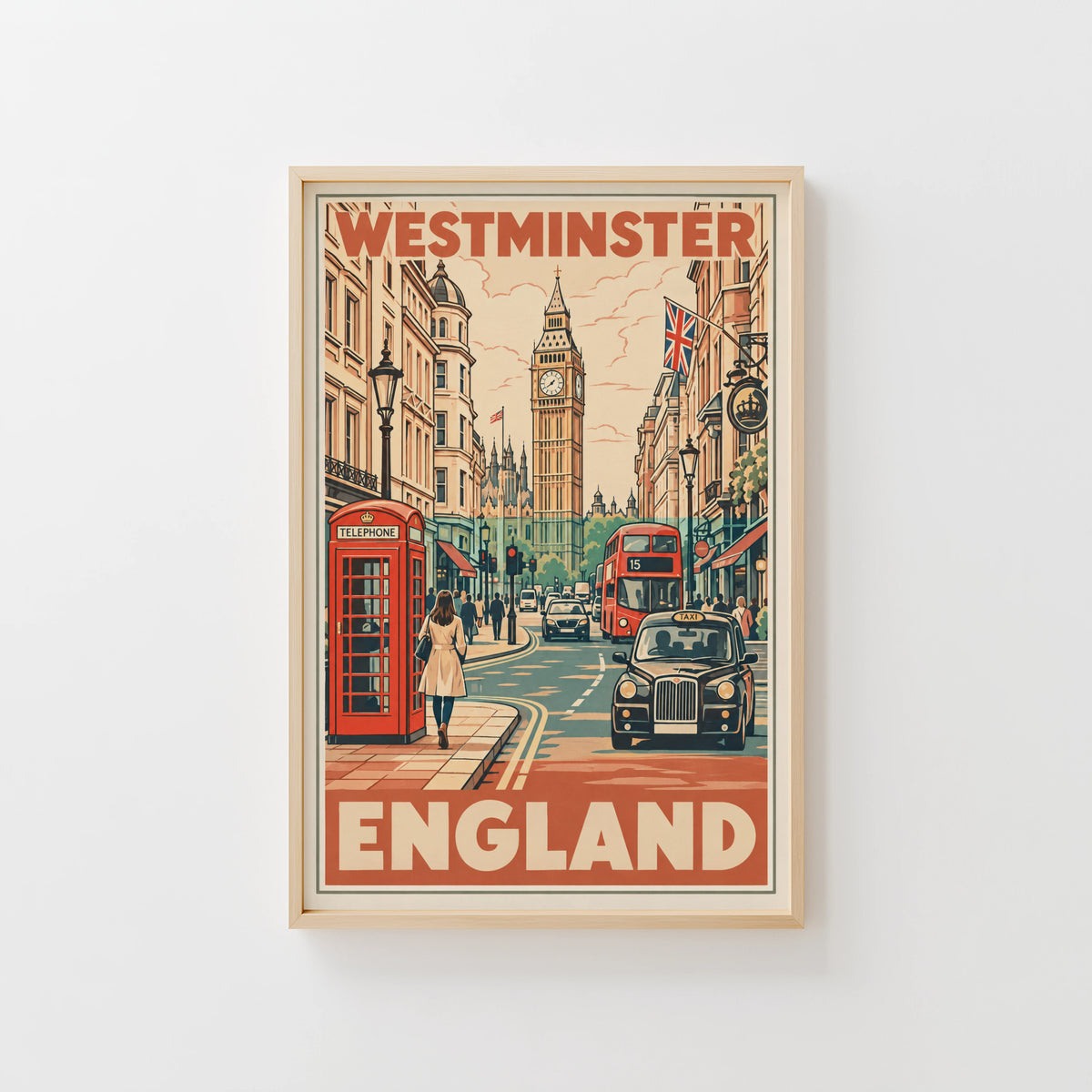 Vintage Westminster London Poster, England Wall Art Print