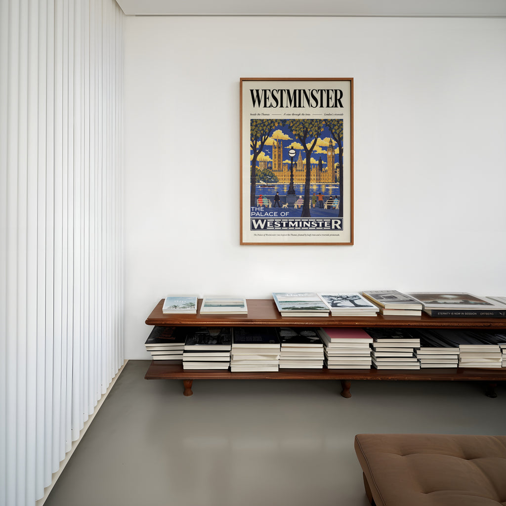 Vintage Westminster London Poster, Thames Wall Art Print