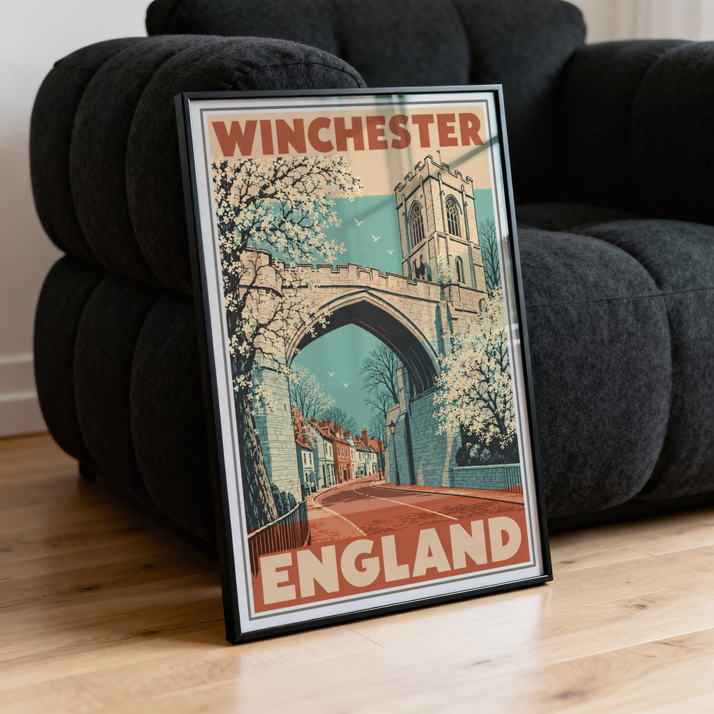 Vintage Winchester England Poster, Travel Wall Art, Print