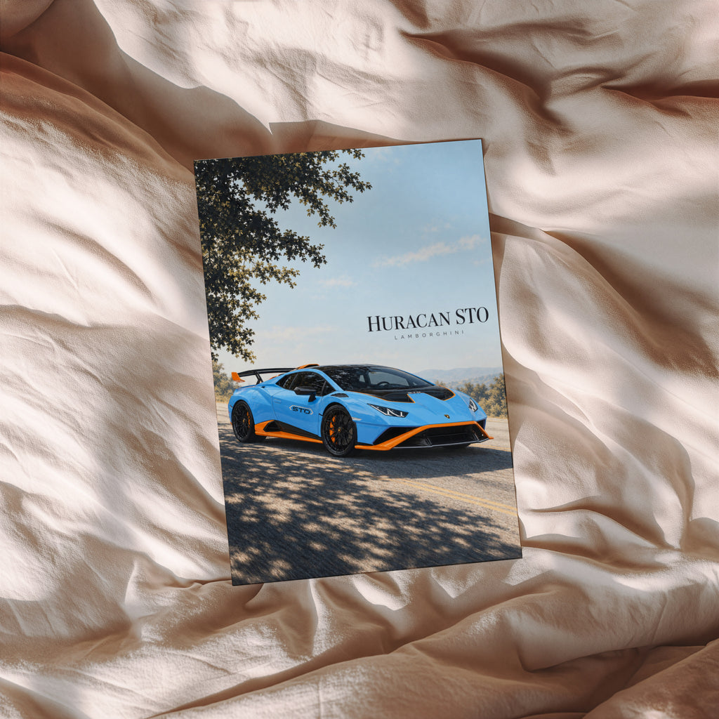 Vintage Lamborghini Huracan STO Print, Car Wall Art