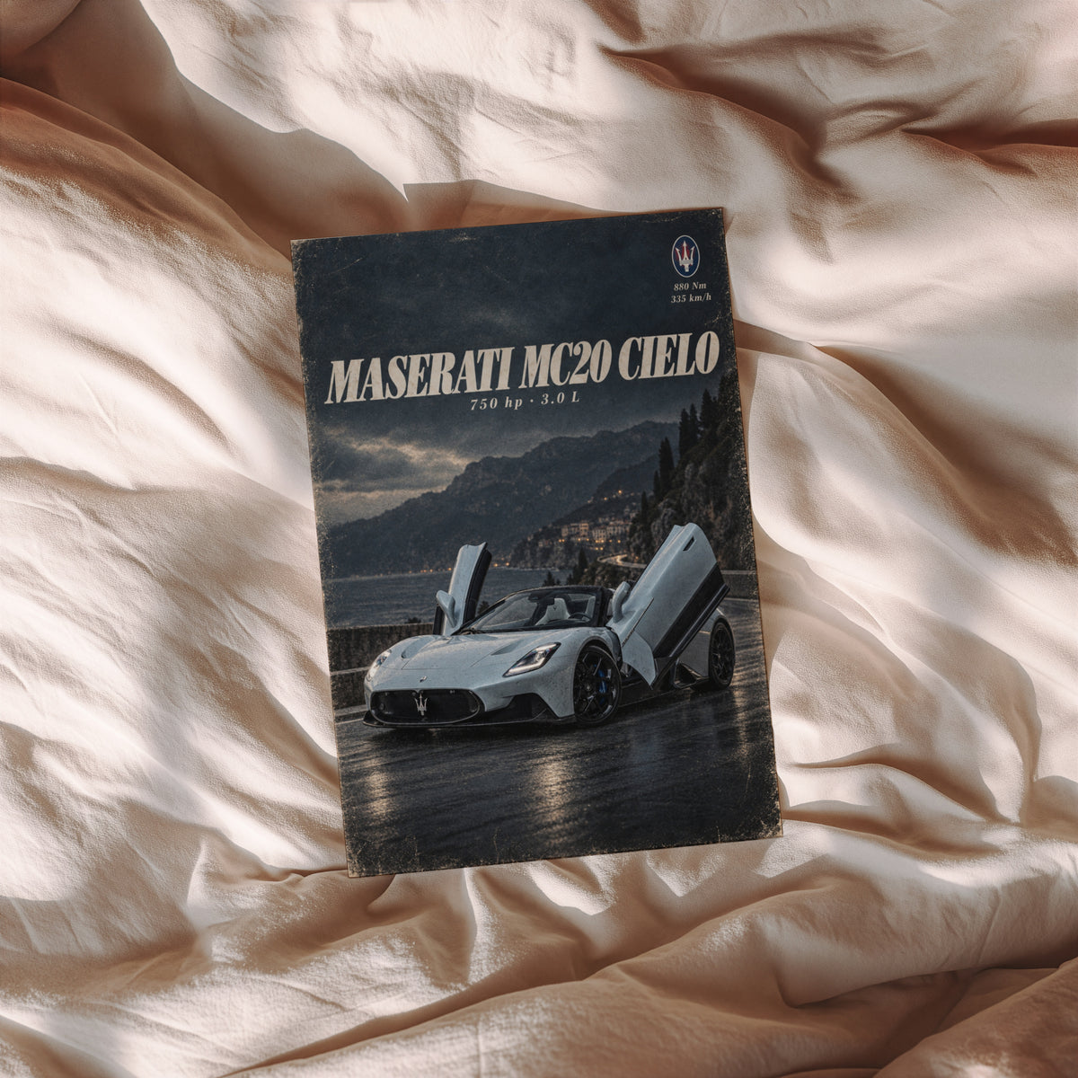 Vintage Maserati MC20 Cielo Print, Supercar Wall Art
