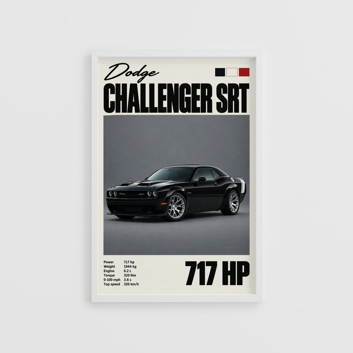 Vintage Dodge Challenger SRT Print, Muscle Car